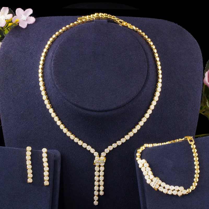 ThreeGraces 3Pcs Fashion Gold Color Shiny Cubic Zirconia Necklace Earrings Bracelet Party Costume Jewelry Set for Women TZ971
ThreeGraces 3Pcs Fashion Gold Color Shiny Cubic Zirconia Necklace Earrings Bracelet Party Costume Jewelry Set for Women TZ971