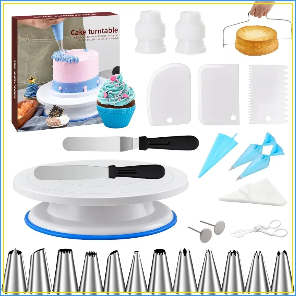 82Pcs Cake Decorating Kit with Turntable, Leveler, Piping Tips & Bags for Beginners
82Pcs Cake Decorating Kit with Turntable, Leveler, Piping Tips & Bags for Beginners