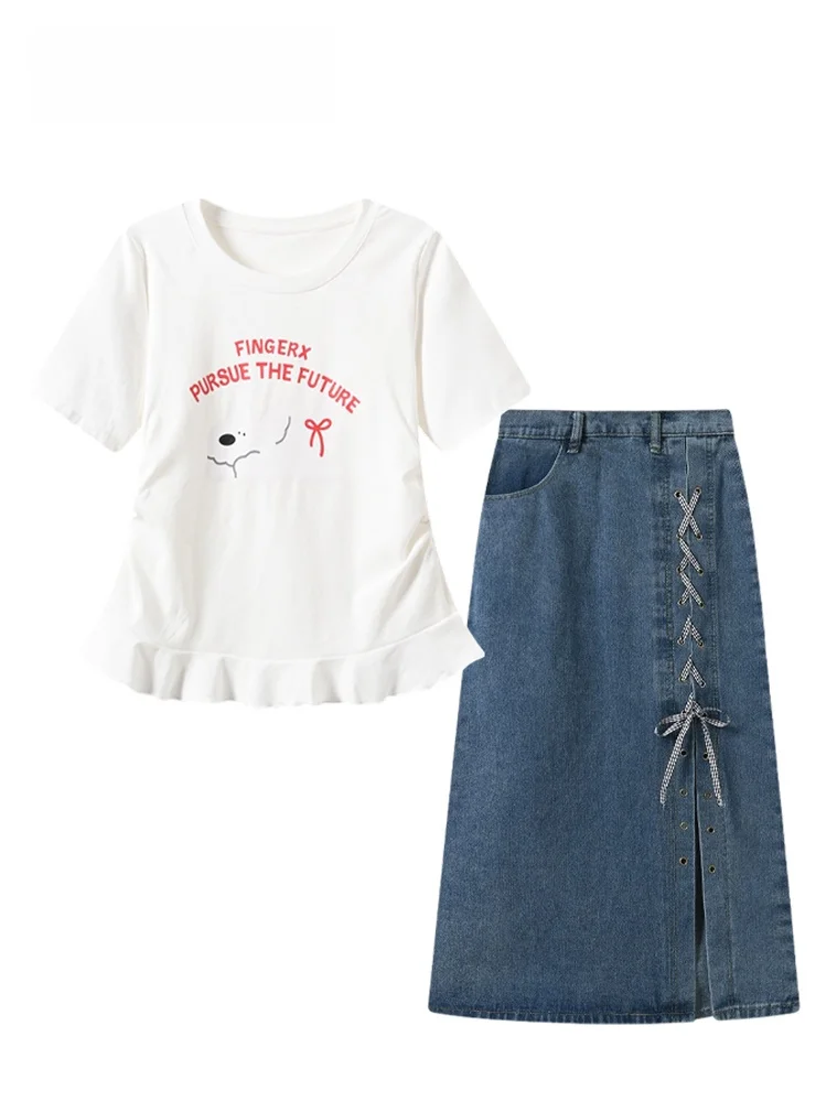 Summer New Style College Wind Uneven round Neck Top And Half Skirt Set Women plus Size Sweet Style Cotton Polyester Blend
Summer New Style College Wind Uneven round Neck Top And Half Skirt Set Women plus Size Sweet Style Cotton Polyester Blend