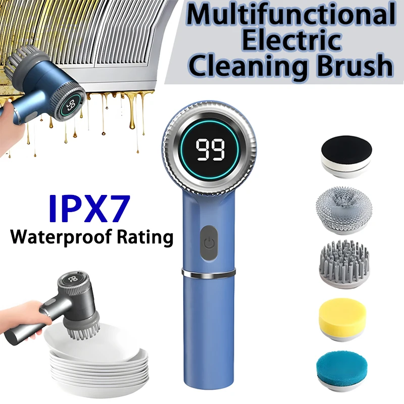 5In1 Electric Spin Cleaning Brush USB Charging Handheld Cordless Portable 5Replaceable Heads Display for Kitchen Bathroom Toilet
5In1 Electric Spin Cleaning Brush USB Charging Handheld Cordless Portable 5Replaceable Heads Display for Kitchen Bathroom Toilet