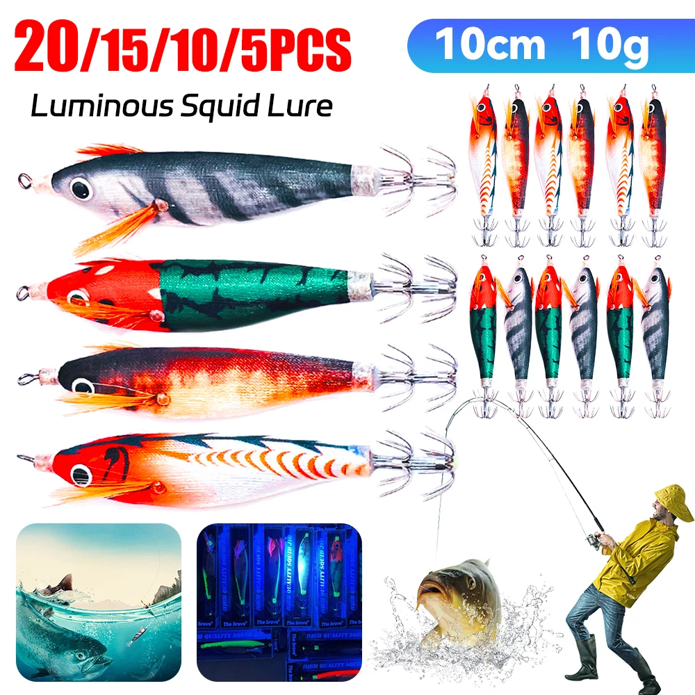 5-20PCS 10cm 10g Luminous Squid Hook Glowing Egging Jigs Lures Artificial Cuttlefish Octopus Bait Horizontal Wood Shrimp Lure
5-20PCS 10cm 10g Luminous Squid Hook Glowing Egging Jigs Lures Artificial Cuttlefish Octopus Bait Horizontal Wood Shrimp Lure