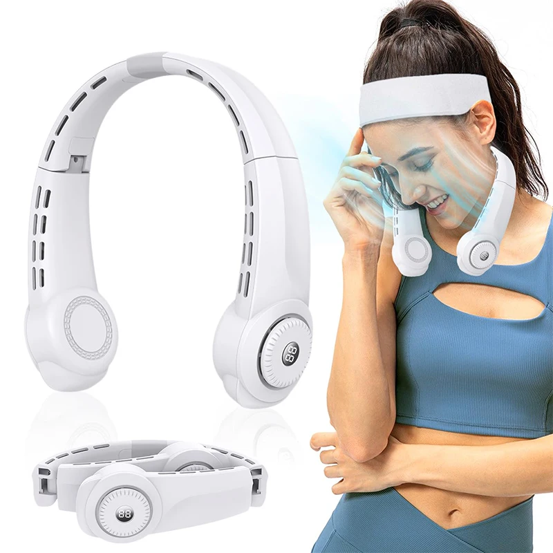 Portable Cooling Neck Fan Wearable Bladeless Personal Fan with LED Display 4000mAh USB Rechargeable Fan 3 Speeds
Portable Cooling Neck Fan Wearable Bladeless Personal Fan with LED Display 4000mAh USB Rechargeable Fan 3 Speeds
