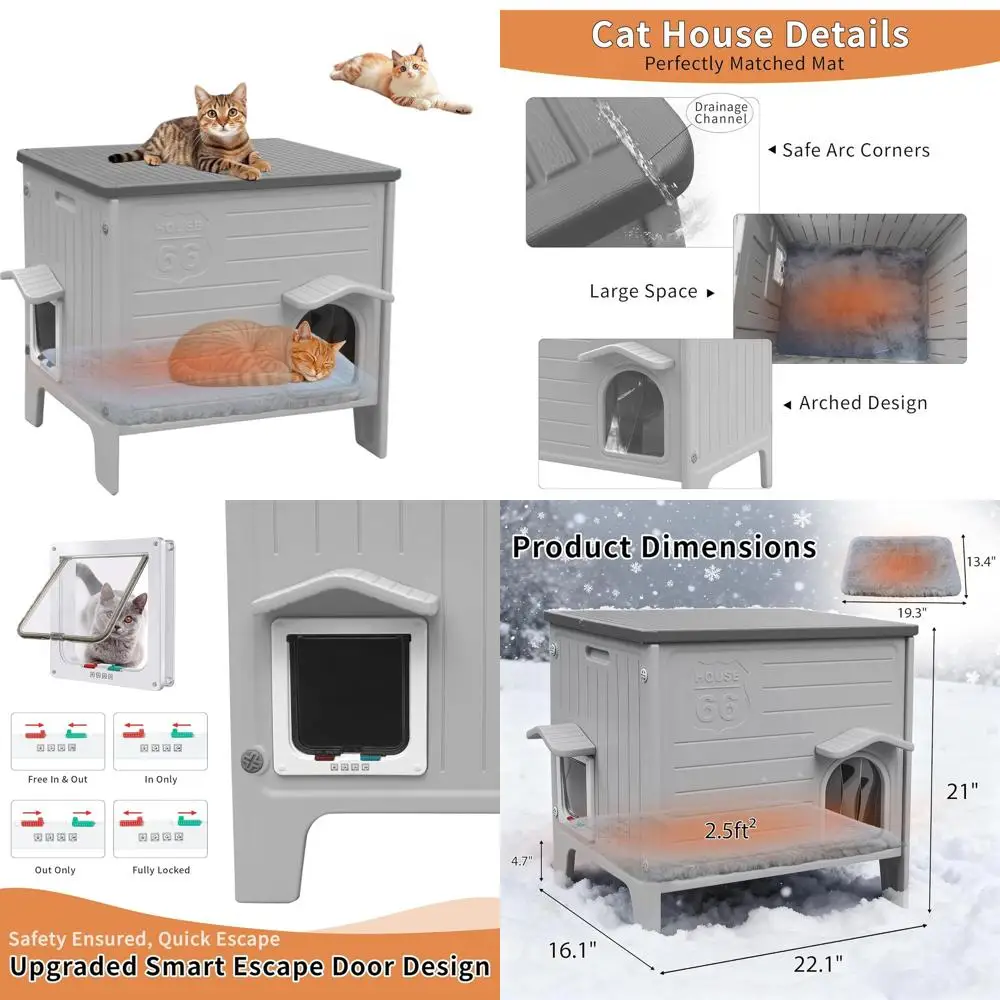 Утепленный уличный домик для кошек с приподнятой платформой, просторный и легко чистится (средний размер, серый, с ковриком)
Утепленный уличный домик для кошек с приподнятой платформой, просторный и легко чистится (средний размер, серый, с ковриком)