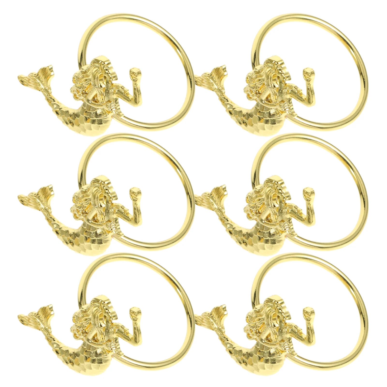 6Pcs Mermaid Napkin Rings Gold Zinc Alloy Elegant Napkin Buckles Party Wedding Holiday Table Decoration Tissue Holder
6Pcs Mermaid Napkin Rings Gold Zinc Alloy Elegant Napkin Buckles Party Wedding Holiday Table Decoration Tissue Holder