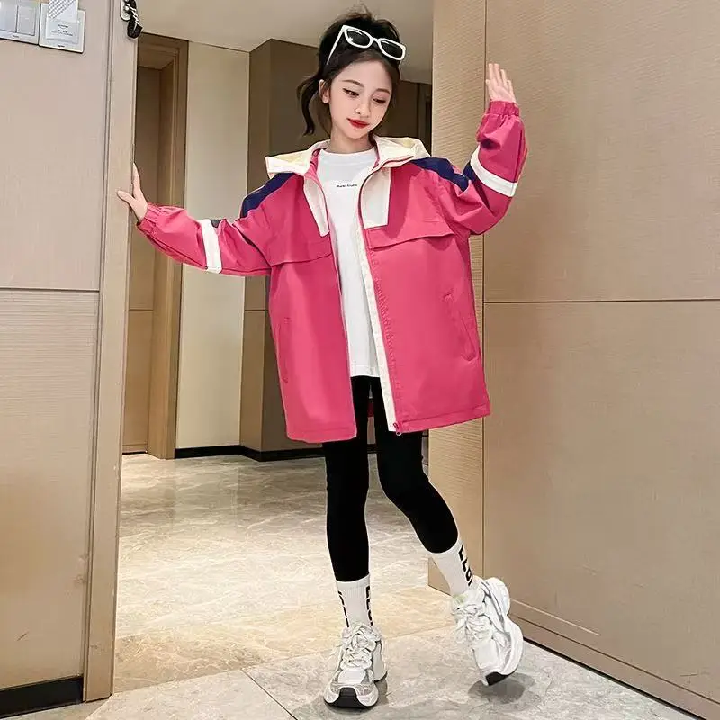Girls Spring Autumn Jacket Fashion 2026 New Style Children's Color Block Casual Hooded Windbreaker Coat for Kids
Girls Spring Autumn Jacket Fashion 2026 New Style Children's Color Block Casual Hooded Windbreaker Coat for Kids