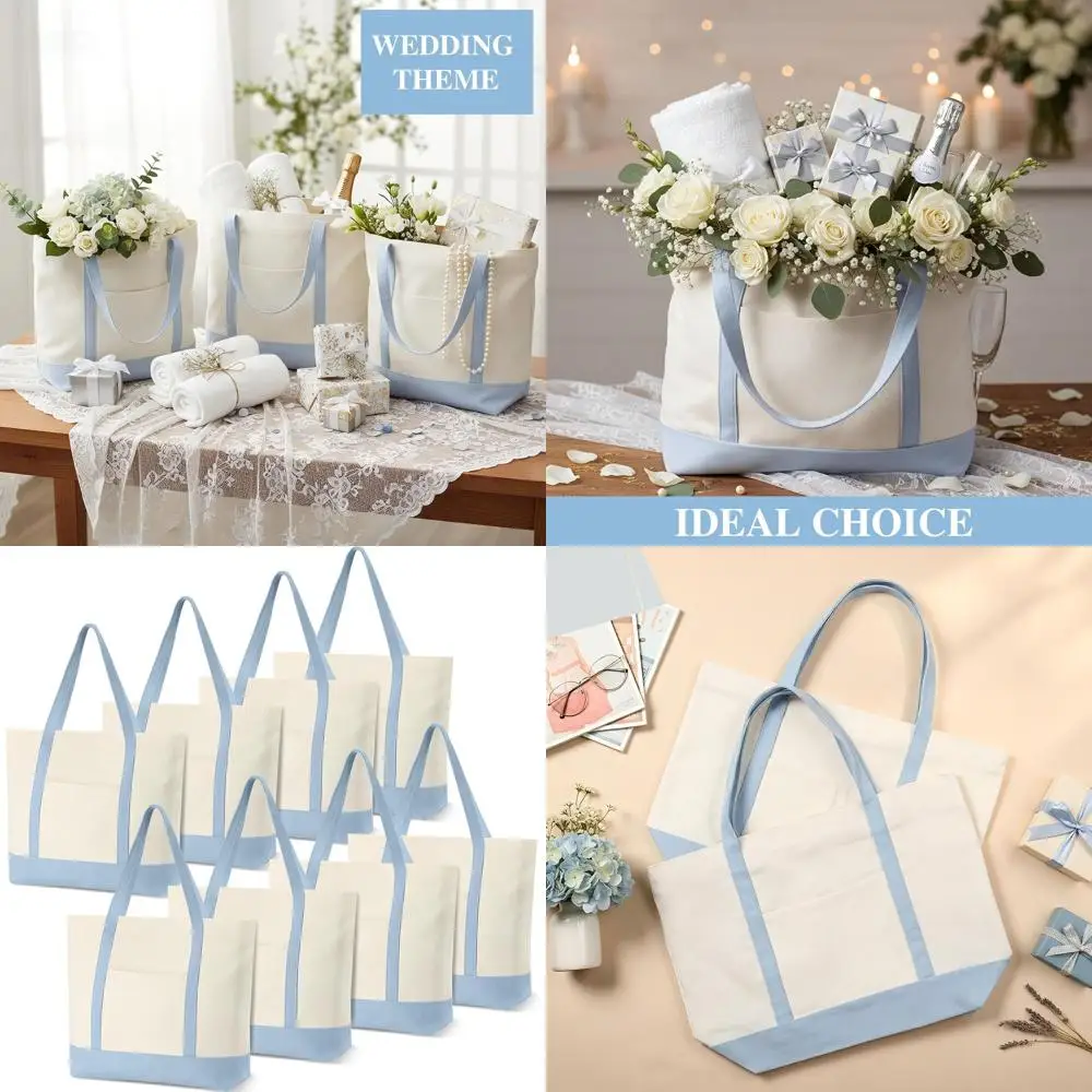 Light Blue Large Zippered Canvas Tote Bags - Bulk Reusable Grocery Bags for Bachelorette Party DIY Gifts
Light Blue Large Zippered Canvas Tote Bags - Bulk Reusable Grocery Bags for Bachelorette Party DIY Gifts