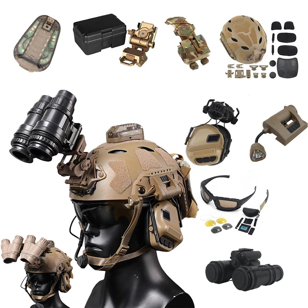 Tactical Airsoft Helmet Set Multi-Soldier Special Operations Helmet Set With Headset Metal Bracket NVG Model For Hunting CS Game
Tactical Airsoft Helmet Set Multi-Soldier Special Operations Helmet Set With Headset Metal Bracket NVG Model For Hunting CS Game