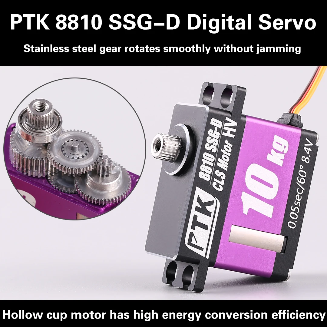PTK 8810 SSG-D 10kg Digital Servo with Stainless Steel Gear Set 180°/270°/300°/360° for RC Fixed Wing Aircraft Accessories
PTK 8810 SSG-D 10kg Digital Servo with Stainless Steel Gear Set 180°/270°/300°/360° for RC Fixed Wing Aircraft Accessories