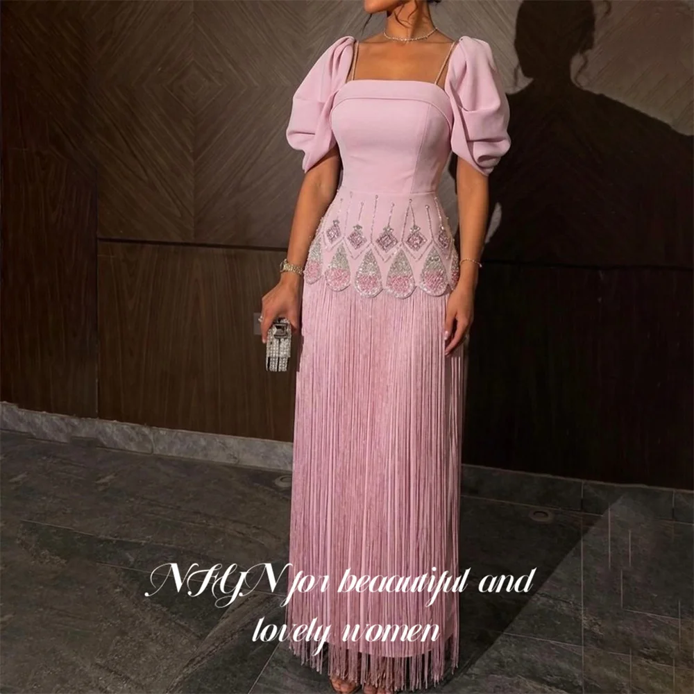 NFYN Pink Satin Party Dress Off the Shoulder Short Sleeve Evening Dress with Tassel Straight Prom Gown فساتين سهره Customized
NFYN Pink Satin Party Dress Off the Shoulder Short Sleeve Evening Dress with Tassel Straight Prom Gown فساتين سهره Customized