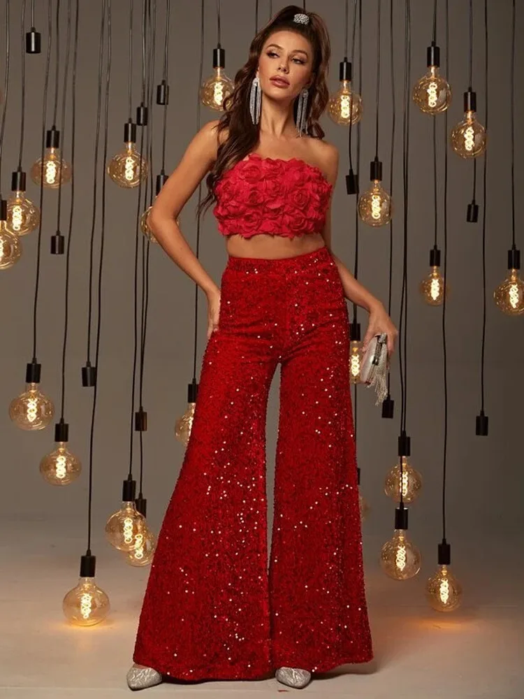 Fashionable Shiny Sequin Color Casual Wide Leg Pants Draping Spring Summer mid Waist Slimming Loose Fit Ladies Trousers
Fashionable Shiny Sequin Color Casual Wide Leg Pants Draping Spring Summer mid Waist Slimming Loose Fit Ladies Trousers