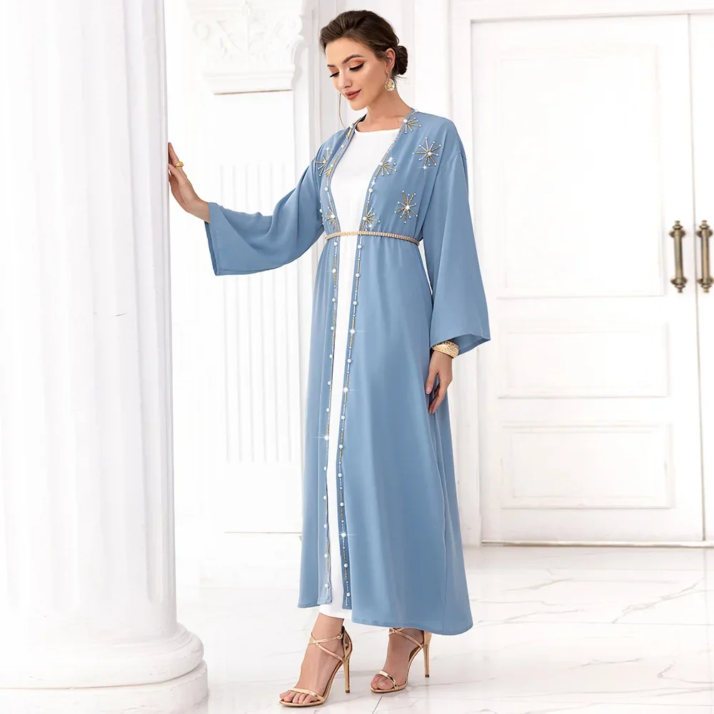 Muslim Dress Arabia Cardigan Outside Match Abaya for Women Autumn Elegant Party Hand Seam Drill Abaya Travel Vacation Long Burqa
Muslim Dress Arabia Cardigan Outside Match Abaya for Women Autumn Elegant Party Hand Seam Drill Abaya Travel Vacation Long Burqa