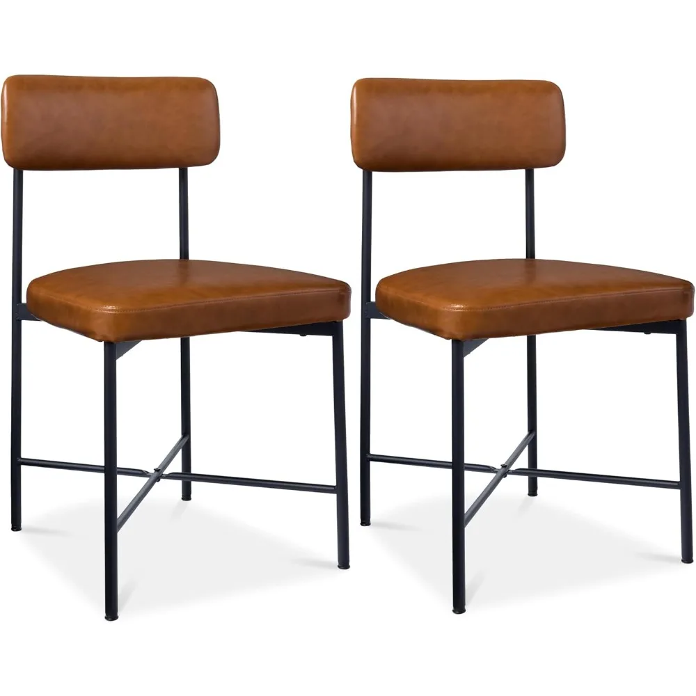Faux Leather Dining Chair Set of 2, Standard Height, Metal Frame, Padded Cushions for Kitchen and Dining
Faux Leather Dining Chair Set of 2, Standard Height, Metal Frame, Padded Cushions for Kitchen and Dining