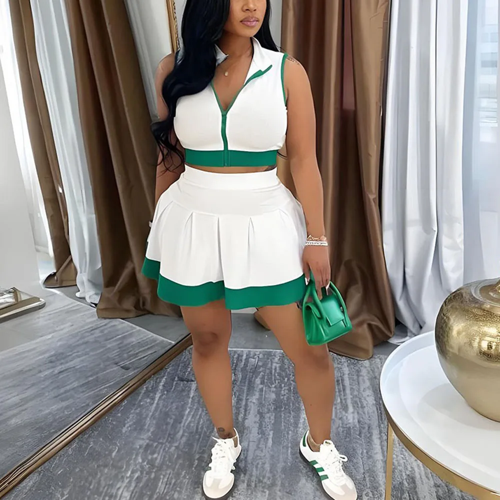 Skirts Sets Summer 2025 for Girls 2 Pieces Color Block Blouse Zipper Closure Sleeveless & Pleated Skirts Mini Fashion Skirts Set
Skirts Sets Summer 2025 for Girls 2 Pieces Color Block Blouse Zipper Closure Sleeveless & Pleated Skirts Mini Fashion Skirts Set
