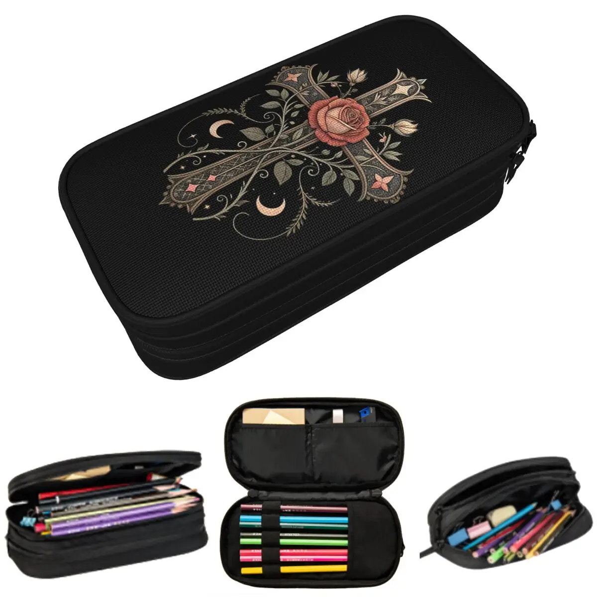 Gothic Rose Floral Skull Cross Pencil Case for Studen School Pen Box Pencil Bag Stationery Supplies Pen Holder Bag
Gothic Rose Floral Skull Cross Pencil Case for Studen School Pen Box Pencil Bag Stationery Supplies Pen Holder Bag