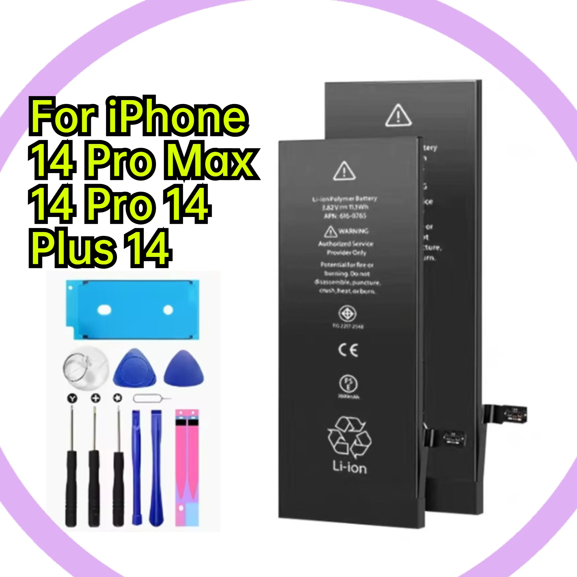 High Capacity Battery for IPhone 14 Plus Pro Pro Max Replacement Battery with Tools
High Capacity Battery for IPhone 14 Plus Pro Pro Max Replacement Battery with Tools