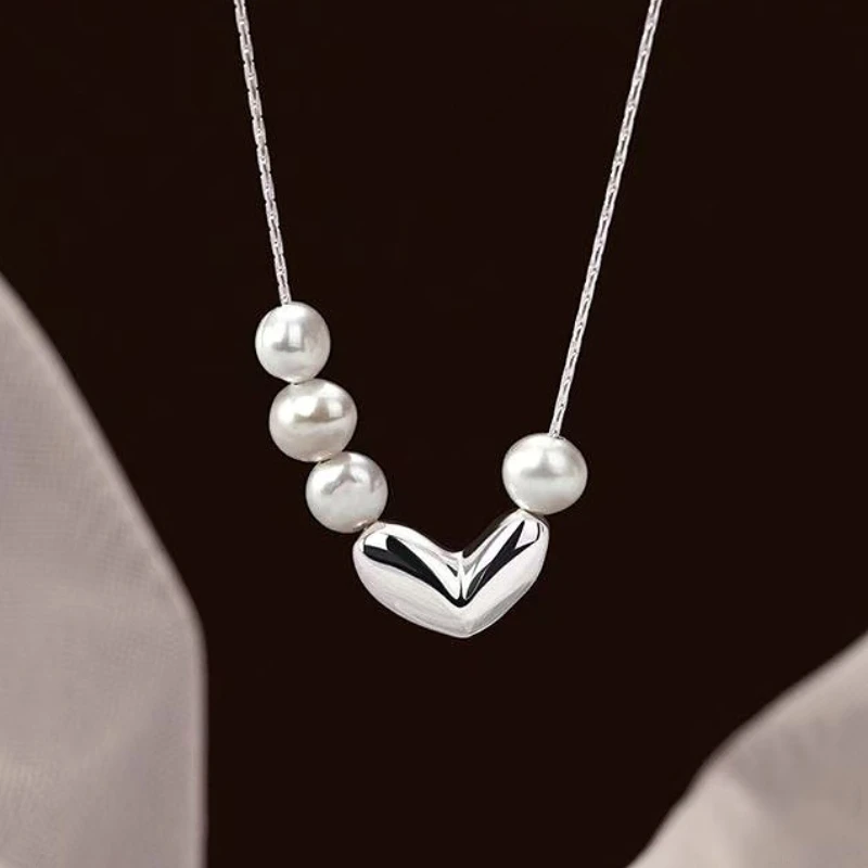S925 Sterling Silver Geometry Love Heart Pearl Pendant Necklaces for Women Fine Jewelry Light Luxury Minimalist Accessories
S925 Sterling Silver Geometry Love Heart Pearl Pendant Necklaces for Women Fine Jewelry Light Luxury Minimalist Accessories