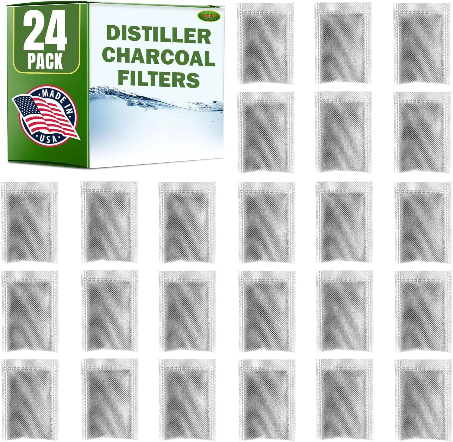 24 Pack Activated Charcoal Water Filters for Countertop Distillers, Odor & VOC Absorbing Sachets with Long-Lasting Use
24 Pack Activated Charcoal Water Filters for Countertop Distillers, Odor & VOC Absorbing Sachets with Long-Lasting Use