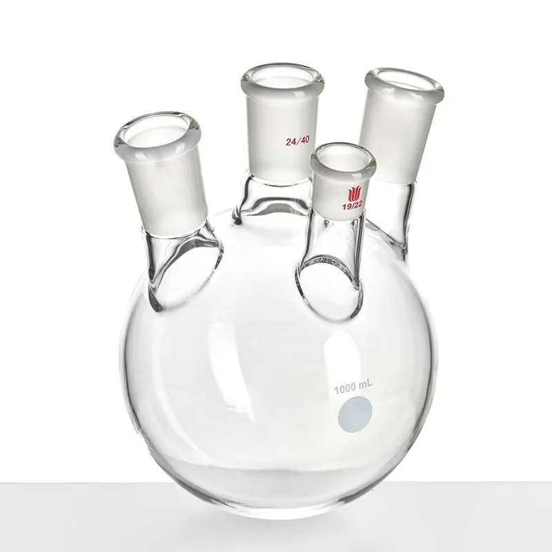 SYNTHWARE Thick walled oblique four necked bottle, Four-necked flask oblique shape, Capacity 1000mL, Borosilicate glass, F22
SYNTHWARE Thick walled oblique four necked bottle, Four-necked flask oblique shape, Capacity 1000mL, Borosilicate glass, F22