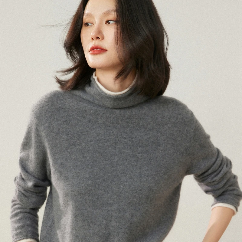 Женский свитер из 100% чистого кашемира, повседневный вязаный пуловер с цветными блоками, свободные топы с высоким воротником, теплая блузка, осенне-зимний джемпер
Женский свитер из 100% чистого кашемира, повседневный вязаный пуловер с цветными блоками, свободные топы с высоким воротником, теплая блузка, осенне-зимний джемпер