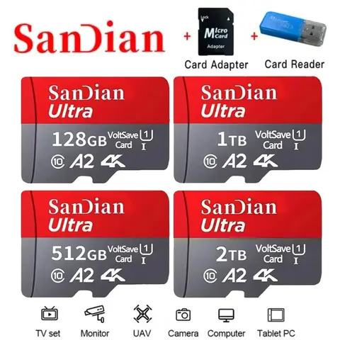 Brand-New SD Cards 2TB Flash Memory Card 128GB High-Speed Micro TF Card 512TB Class10 Mini Memory Card for Phones/PC/Cameras