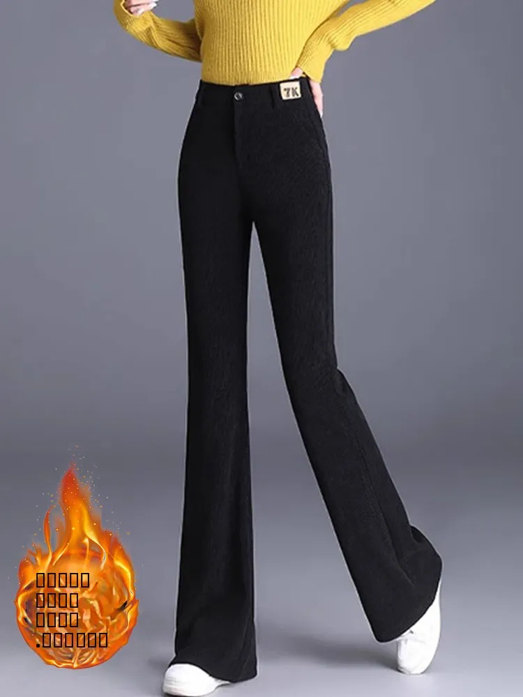 Модные утепленные вельветовые брюки-клеш на флисовой подкладке для женщин, осенне-зимняя новинка, корейская версия, повседневные брюки
Модные утепленные вельветовые брюки-клеш на флисовой подкладке для женщин, осенне-зимняя новинка, корейская версия, повседневные брюки