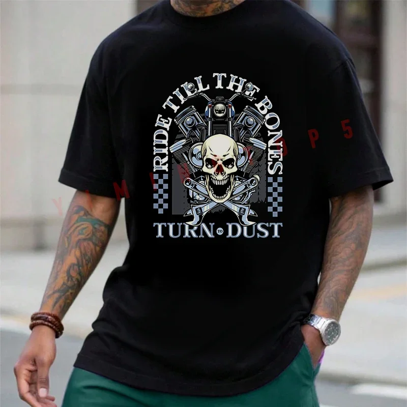 Vintage Detailed Skull Mascot With Crossed Wrenches And Motorcycle T-shirt Men's Summer Cotton Casual Short-sleeve Tees
Vintage Detailed Skull Mascot With Crossed Wrenches And Motorcycle T-shirt Men's Summer Cotton Casual Short-sleeve Tees