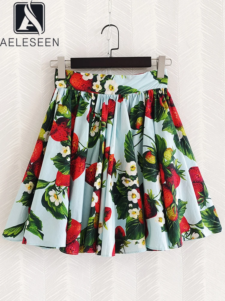 AELESEEN Designer Fashion Women Mini Skirt High Quality 100% Cotton Strawberry Flower Print Casual Poplin Holiday Vacation
AELESEEN Designer Fashion Women Mini Skirt High Quality 100% Cotton Strawberry Flower Print Casual Poplin Holiday Vacation