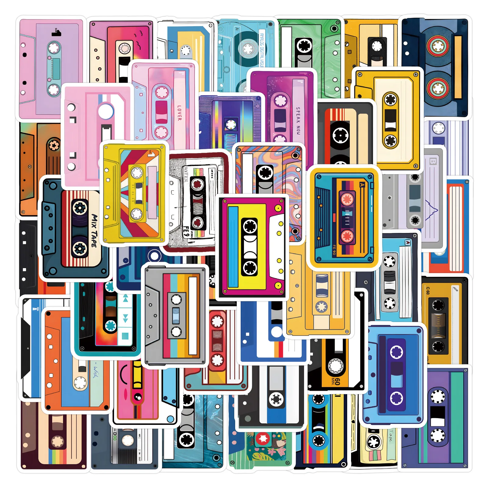 55Pcs Cartoon Music Tape Stickers DIY Stickers Scrapbooking Phone Luggage Skateboard Waterproof Graffiti Decals
55Pcs Cartoon Music Tape Stickers DIY Stickers Scrapbooking Phone Luggage Skateboard Waterproof Graffiti Decals