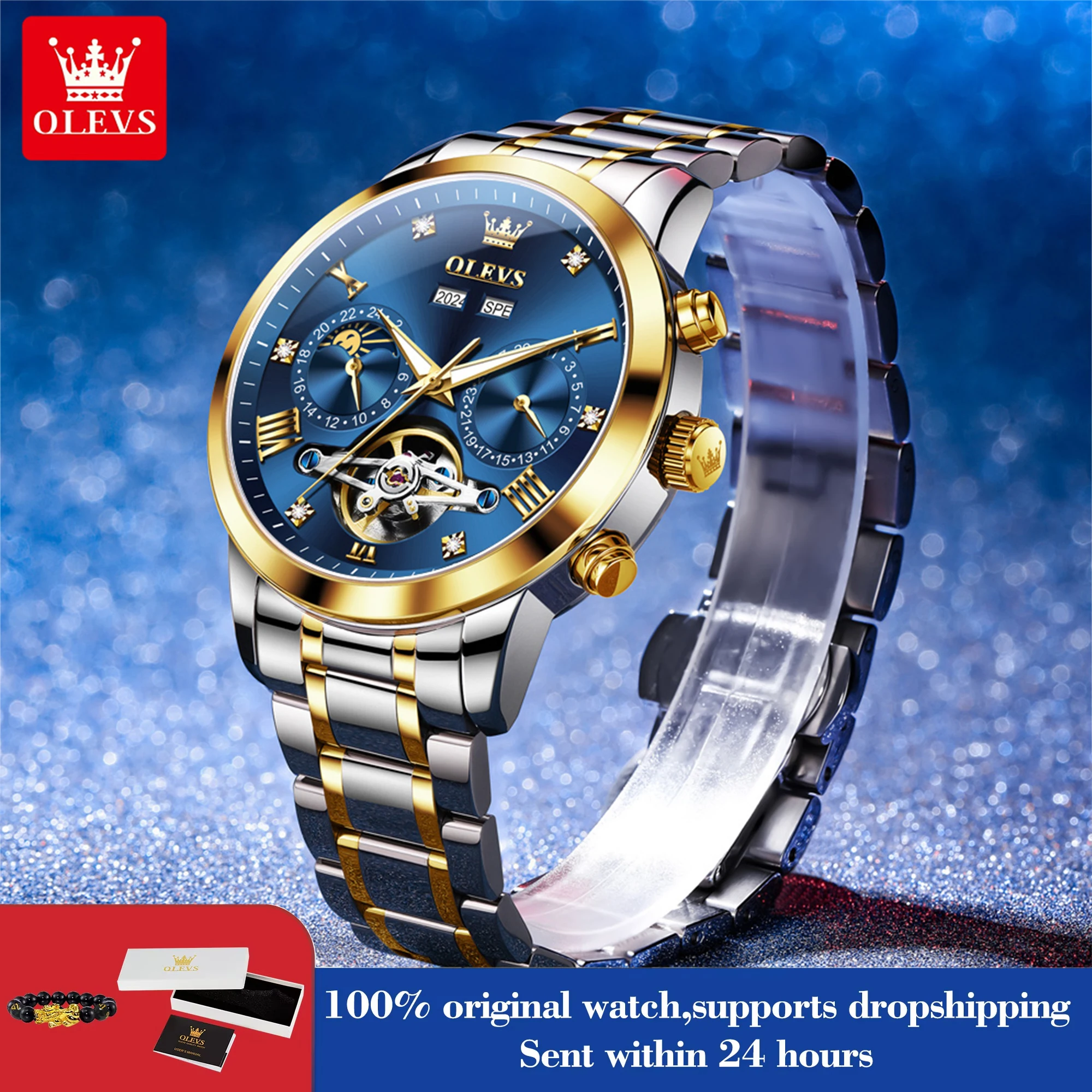 OLEVS 7029 часы для мужчин, оригинальные лучшие брендовые модные автоматические механические часы, водонепроницаемые светящиеся мужские часы с фазой Луны
OLEVS 7029 часы для мужчин, оригинальные лучшие брендовые модные автоматические механические часы, водонепроницаемые светящиеся мужские часы с фазой Луны