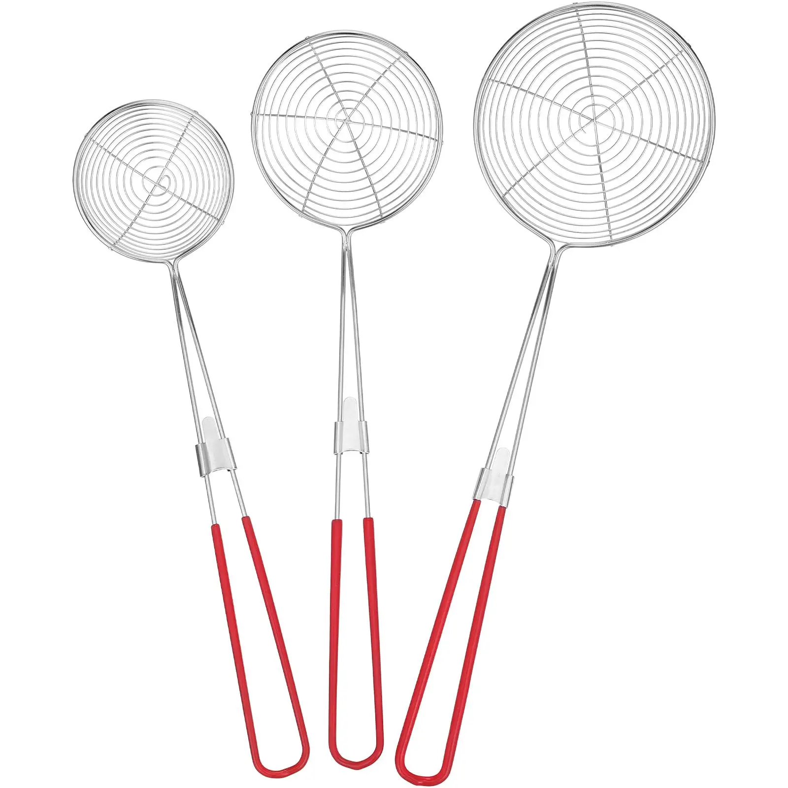 3 Pcs Red Small Medium Large Stainless Steel Kitchen Strainers Slotted Spoons Colander Set Cooking Food Pasta Drainer Oil
3 Pcs Red Small Medium Large Stainless Steel Kitchen Strainers Slotted Spoons Colander Set Cooking Food Pasta Drainer Oil