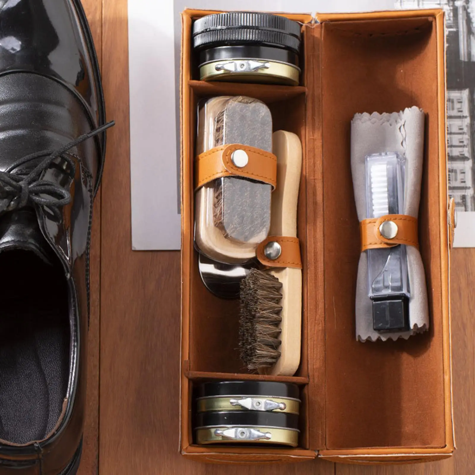 Shoe Care Kit with Storage Case Black and Colorless Cream Shoe Shine Kit
Shoe Care Kit with Storage Case Black and Colorless Cream Shoe Shine Kit