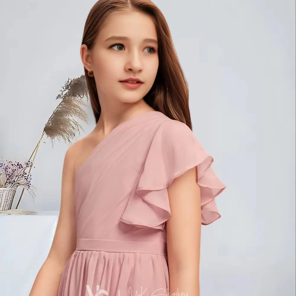 WWA A-line One Shoulder Asymmetrical Chiffon Junior Bridesmaid Dress Blush Flower Girl Dress for Wedding Party Dresses For Teens
WWA A-line One Shoulder Asymmetrical Chiffon Junior Bridesmaid Dress Blush Flower Girl Dress for Wedding Party Dresses For Teens
