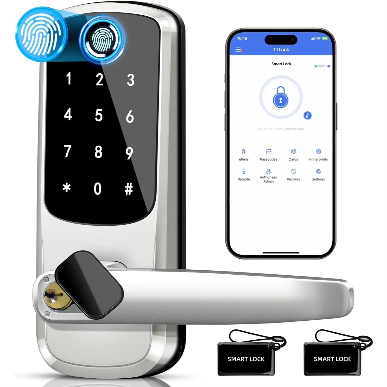 Smart Lock with Handle Set, Biometric Fingerprint Keyless Entry Deadbolt, App Control & Auto-Lock for Front Door, Home, Airbnb
Smart Lock with Handle Set, Biometric Fingerprint Keyless Entry Deadbolt, App Control & Auto-Lock for Front Door, Home, Airbnb