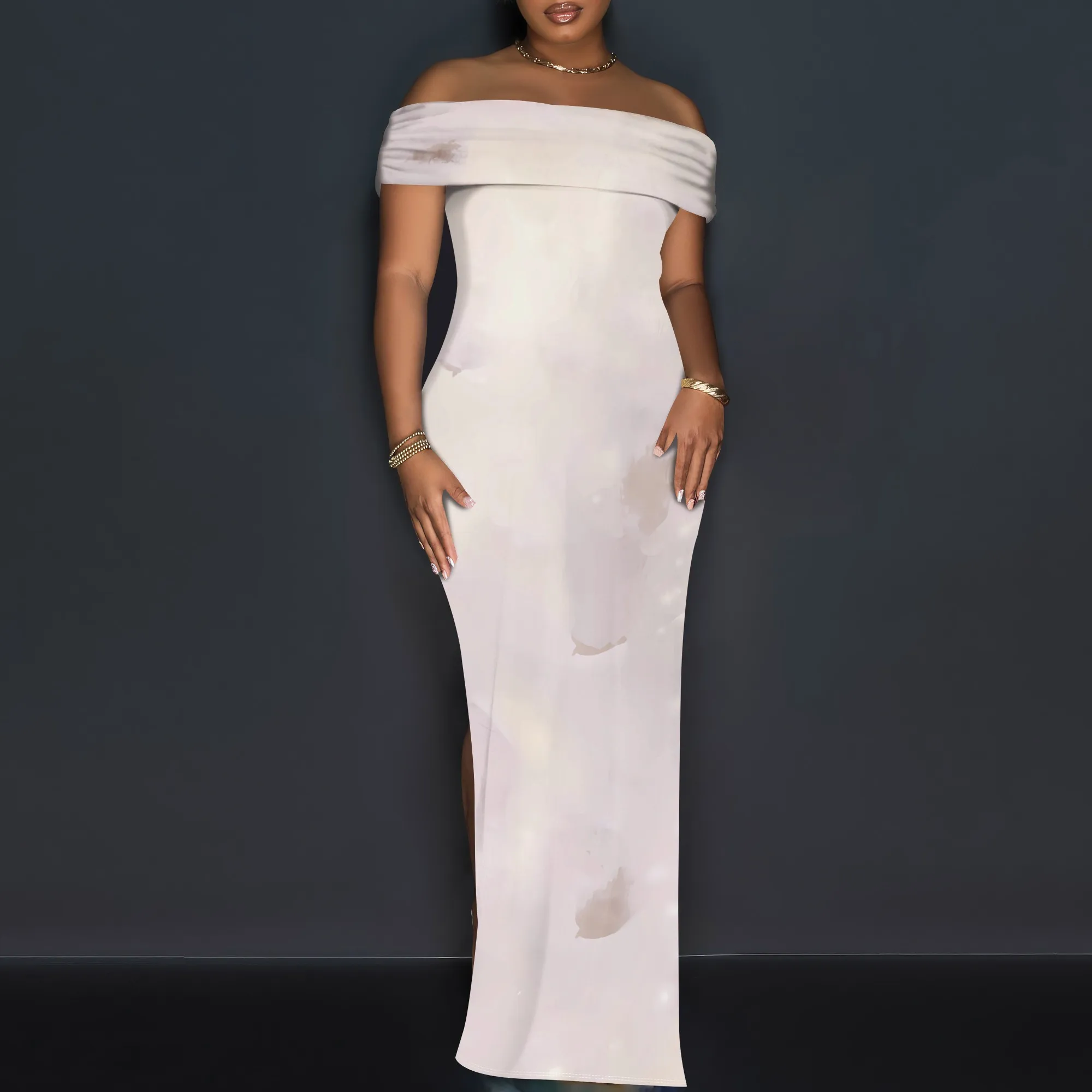 Beige Gradient Off Shoulder Maxi Dress Women Elegant Minimal Style Slim Fit Solid Long Dress
Beige Gradient Off Shoulder Maxi Dress Women Elegant Minimal Style Slim Fit Solid Long Dress