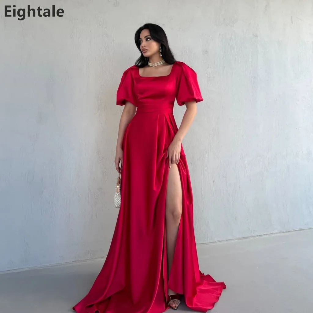 Eightale 2026 Red Satin Maxi Dress with Puff Sleeves Square Neckline High Slit Back Zipper Formal Evening Party Gown Customized
Eightale 2026 Red Satin Maxi Dress with Puff Sleeves Square Neckline High Slit Back Zipper Formal Evening Party Gown Customized