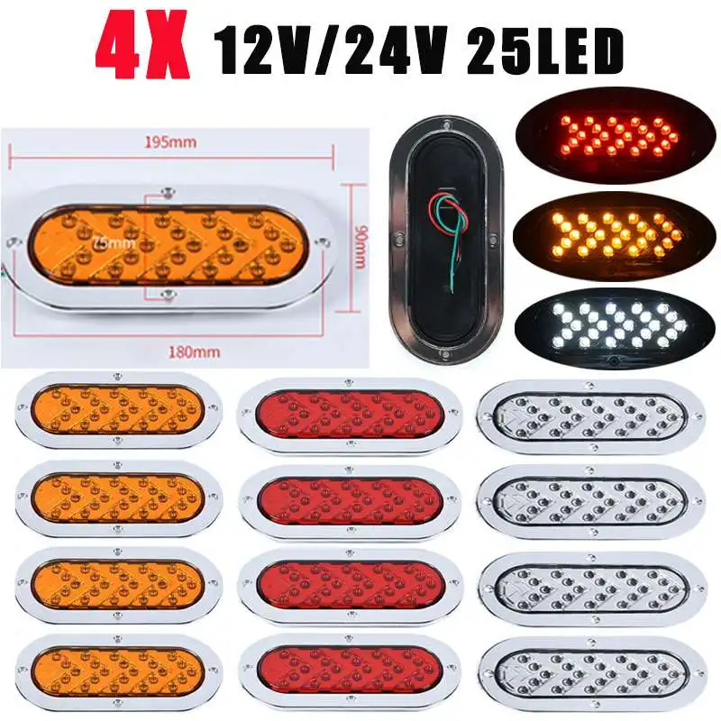 4X 12/24V Universal Oval 25LED Tail Brake Turn Signal Side Marker Flowing Light Flush Mount Lamp Truck Trailer Tractor Pickup RV
4X 12/24V Universal Oval 25LED Tail Brake Turn Signal Side Marker Flowing Light Flush Mount Lamp Truck Trailer Tractor Pickup RV