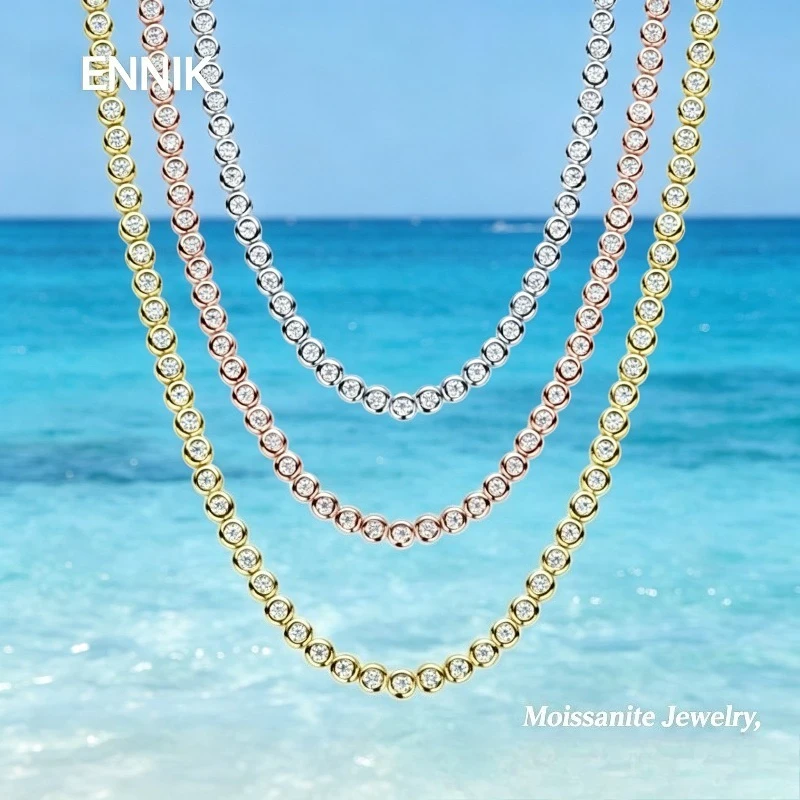 LENNIK Luxury Bubble 2/3mm D Color Full Moissanite Tennis Necklace for Women S925 Silver Plated 18K Diamond Neck Chain Necklaces
LENNIK Luxury Bubble 2/3mm D Color Full Moissanite Tennis Necklace for Women S925 Silver Plated 18K Diamond Neck Chain Necklaces