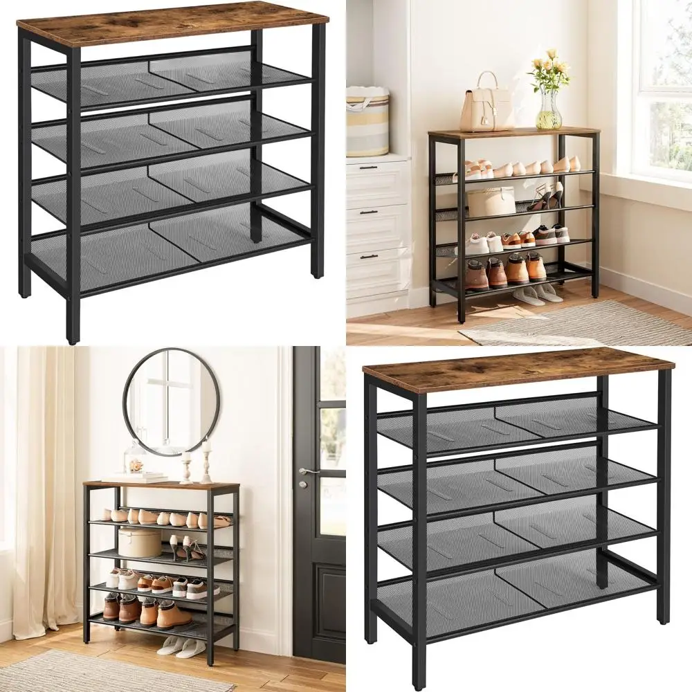 5-Shelf Adjustable Shoe Rack for 16 Pairs, Rustic Brown, Sturdy Storage for Entryways, Hallways, and Dorms
5-Shelf Adjustable Shoe Rack for 16 Pairs, Rustic Brown, Sturdy Storage for Entryways, Hallways, and Dorms