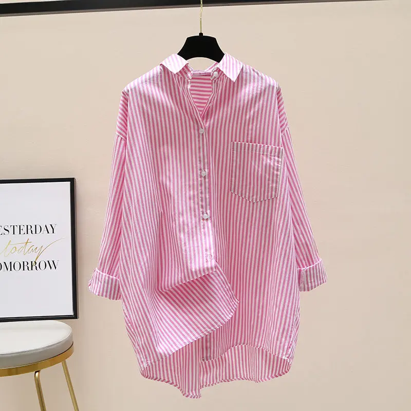 SuperAen 2026 Spring and Summer New Korean Style Striped Shirts for Women's Mid-Length Blue Casual Shirts
SuperAen 2026 Spring and Summer New Korean Style Striped Shirts for Women's Mid-Length Blue Casual Shirts