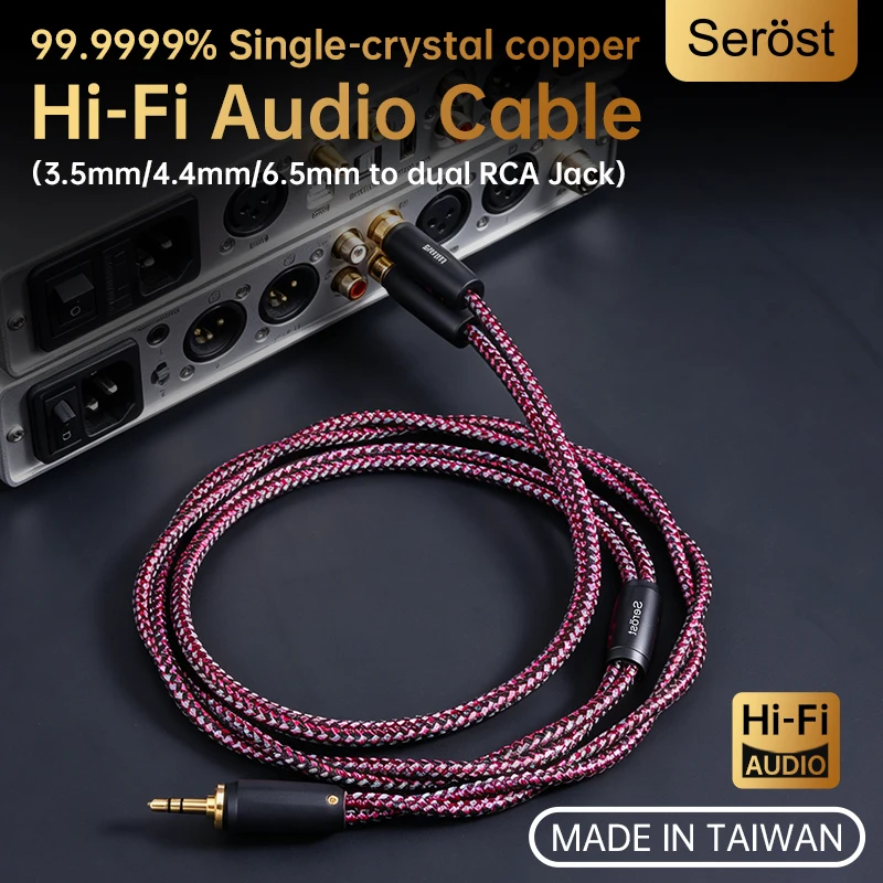 Serost HiFi OCC Single Crystal Copper Audio Cable 3.5mm/4.4mm/6.5mm Stereo to Dual RCA Jack for Music Player Amplifier Speaker
Serost HiFi OCC Single Crystal Copper Audio Cable 3.5mm/4.4mm/6.5mm Stereo to Dual RCA Jack for Music Player Amplifier Speaker