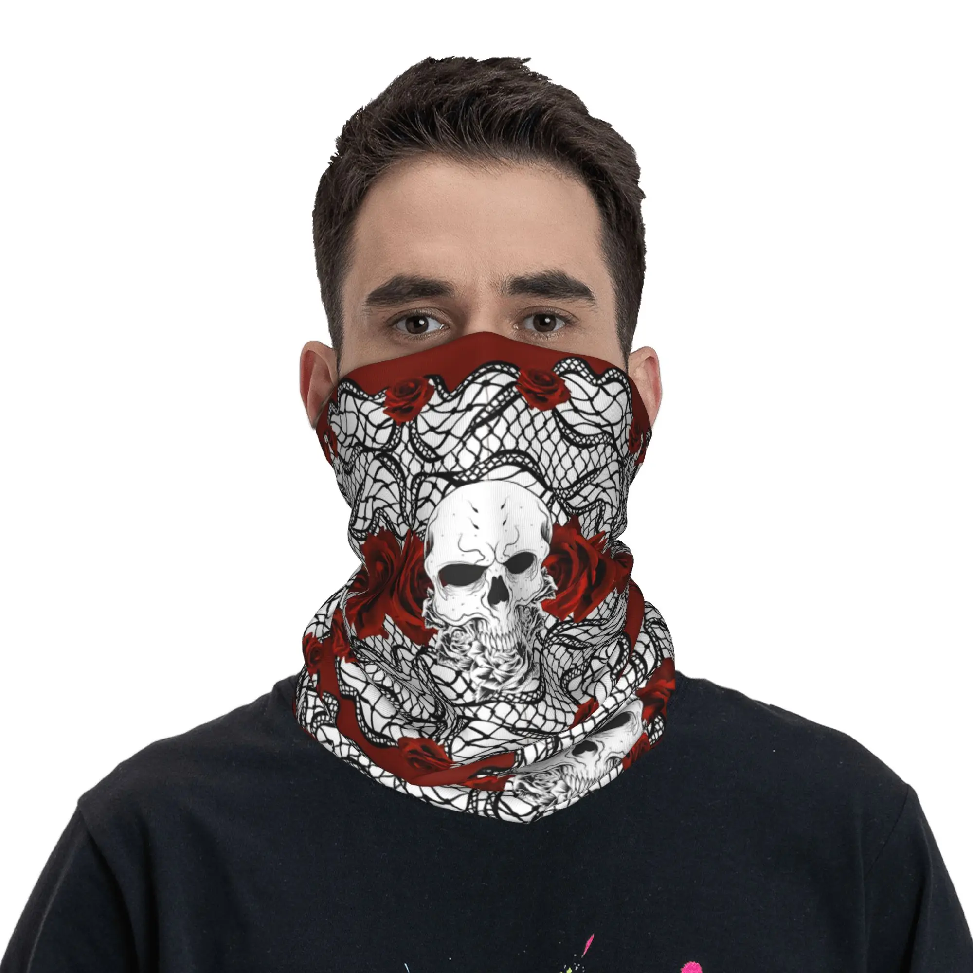 Lace with skull and red roses Bandana Neck Gaiter Printed Wrap Scarf Cycling Scarf Hiking Fishing Unisex Adult All Season
Lace with skull and red roses Bandana Neck Gaiter Printed Wrap Scarf Cycling Scarf Hiking Fishing Unisex Adult All Season