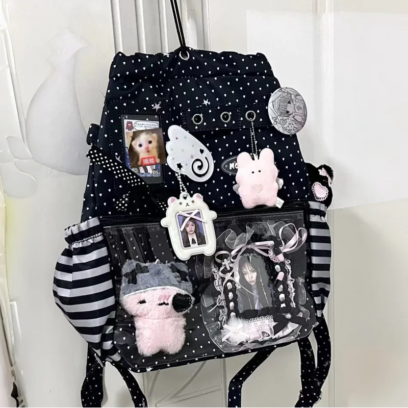 Polka Dot Drawstring Backpack Large-capacity Transparent Layer Shoulder Bag Cute Anime Style Women Daily Commute Crossbody Bag
Polka Dot Drawstring Backpack Large-capacity Transparent Layer Shoulder Bag Cute Anime Style Women Daily Commute Crossbody Bag