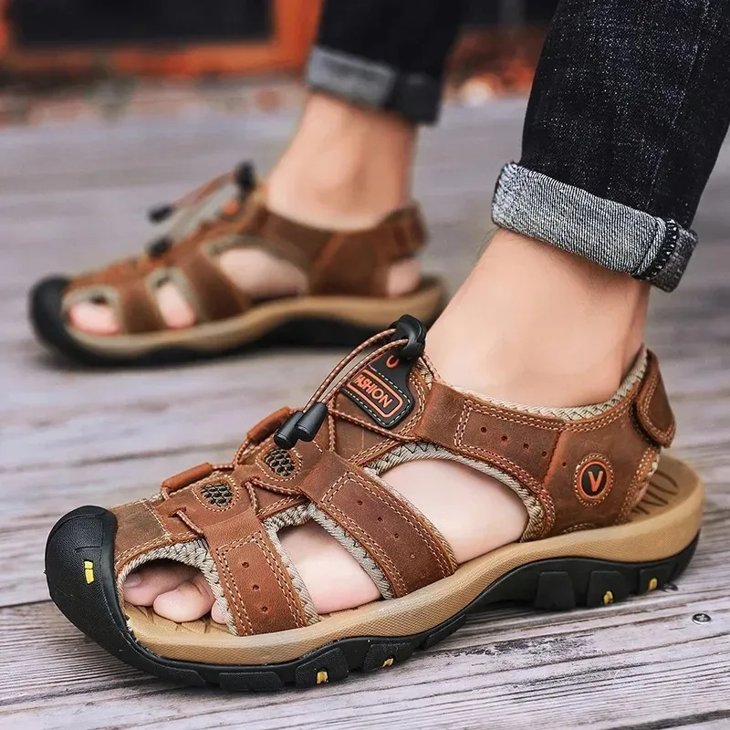 Summer Men Sandals Genuine Leather Mens Casual Shoes Outdoor Men Leather Sandals for Men Beach Shoes Roman Shoes Plus Size 38-46
Summer Men Sandals Genuine Leather Mens Casual Shoes Outdoor Men Leather Sandals for Men Beach Shoes Roman Shoes Plus Size 38-46