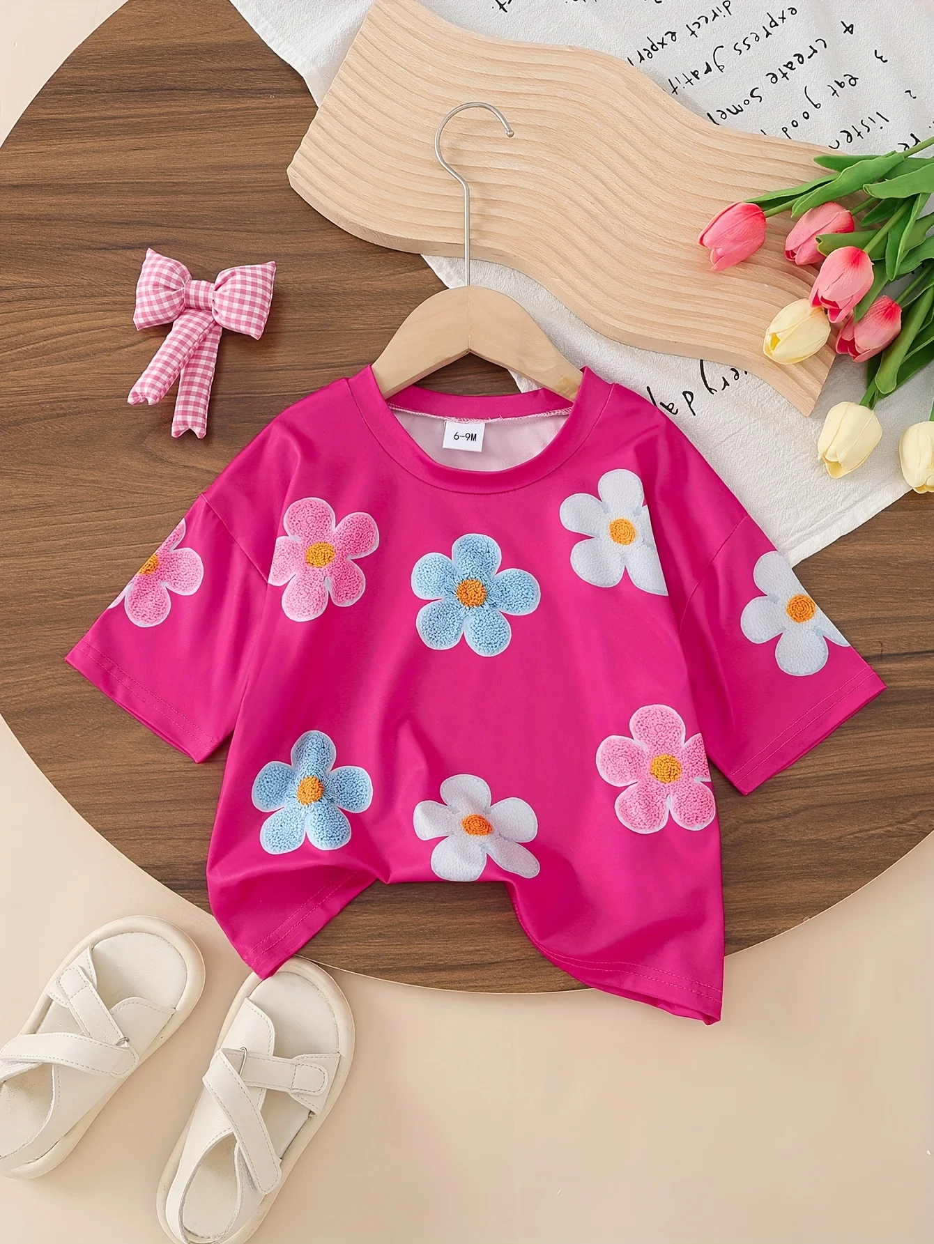 Футболка с коротким рукавом для девочек, 1 шт., розовая, с 3D-цветочным принтом, в стиле Sweet Dollar, детская одежда
Футболка с коротким рукавом для девочек, 1 шт., розовая, с 3D-цветочным принтом, в стиле Sweet Dollar, детская одежда