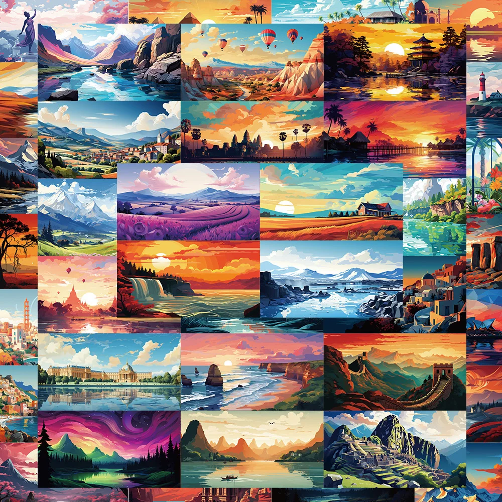 10/30/50pcs INS Colorful Sunset Scenery Graffiti Stickers Aesthetic Cartoon View Decals Sticker for Kid DIY Luggage Guitar Phone
10/30/50pcs INS Colorful Sunset Scenery Graffiti Stickers Aesthetic Cartoon View Decals Sticker for Kid DIY Luggage Guitar Phone
