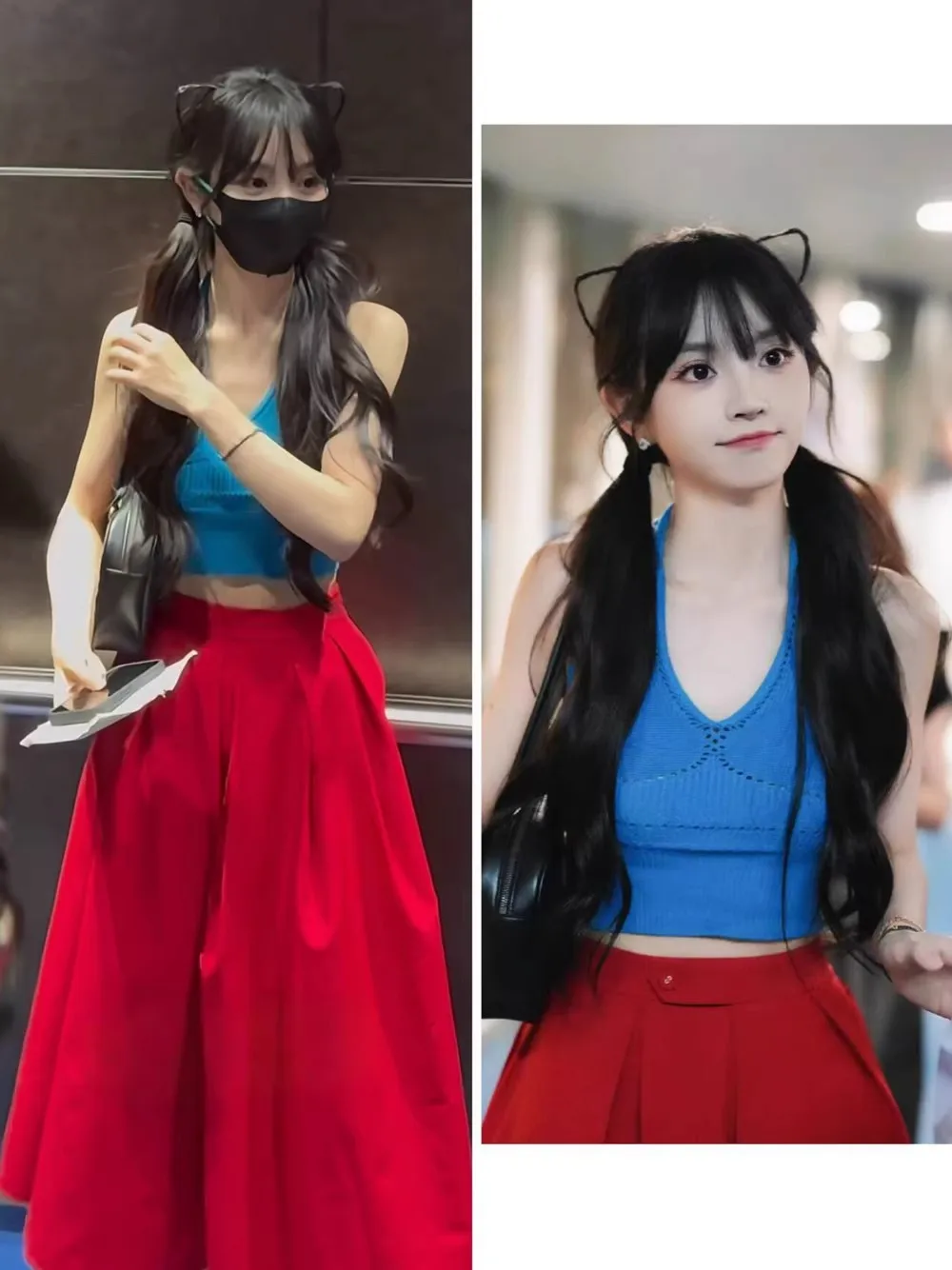 Summer Blue V-neck Knitted Halter Vest High Waist Skirt EXJR Female Short Pure Color Hanging Neck Design Clothing
Summer Blue V-neck Knitted Halter Vest High Waist Skirt EXJR Female Short Pure Color Hanging Neck Design Clothing