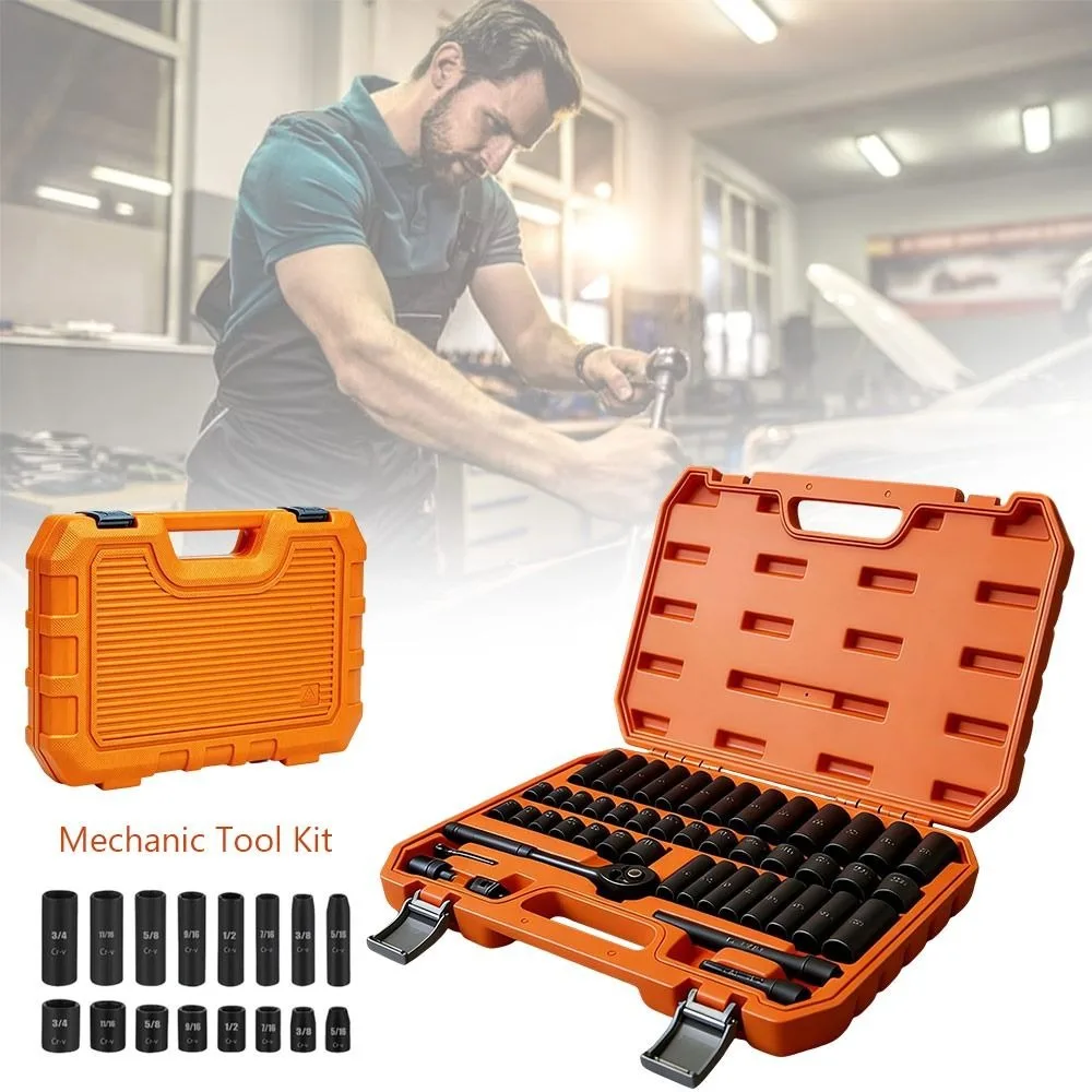 50Pcs/Box Heavy Duty 3/8 Inch Drive Socket Set Extended Size Impact Resistant Impact Socket High Strength Thickened
50Pcs/Box Heavy Duty 3/8 Inch Drive Socket Set Extended Size Impact Resistant Impact Socket High Strength Thickened