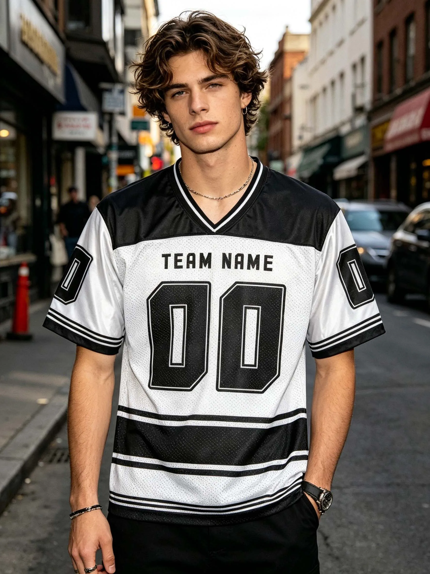 Custom American Football Jersey White Y2K V-Neck T-Shirt Personalize Name Number Short Sleeve Fans Gifts Casual Fashion Top
Custom American Football Jersey White Y2K V-Neck T-Shirt Personalize Name Number Short Sleeve Fans Gifts Casual Fashion Top