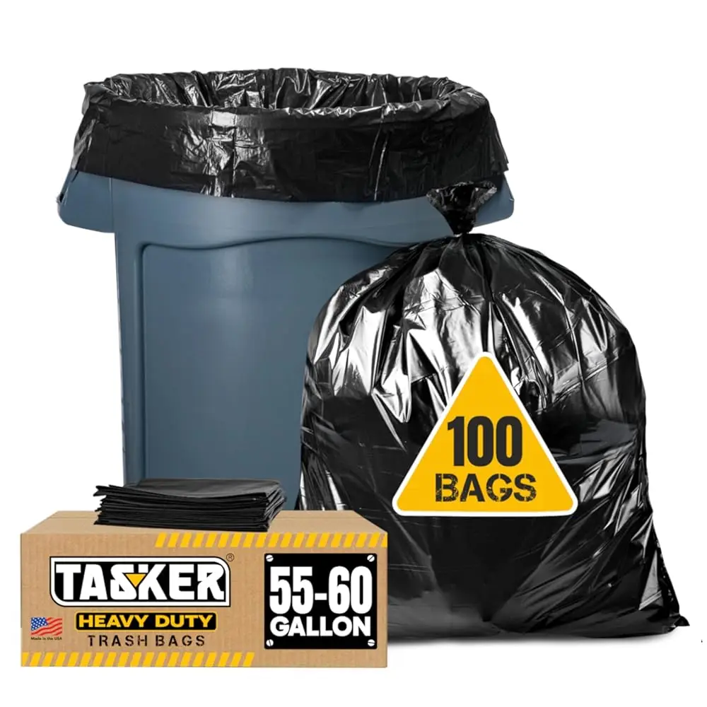 55-60 Gallon Trash Bags Heavy Duty, (Value Pack 100 Bags w/Ties) Large Black Outdoor Trash Bags, Extra Large Trash Can Liner
55-60 Gallon Trash Bags Heavy Duty, (Value Pack 100 Bags w/Ties) Large Black Outdoor Trash Bags, Extra Large Trash Can Liner