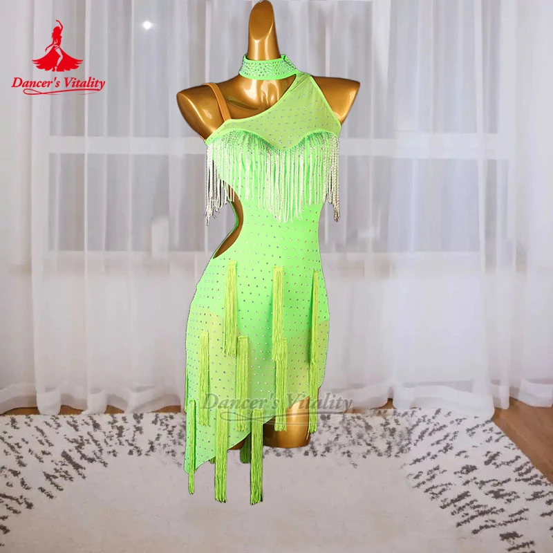 Inclined Shoulder High Collar Chacha Jive Rumba Tassels Dresses Adult&Child Latin Perform Clothes Customized Dancer's Vitality
Inclined Shoulder High Collar Chacha Jive Rumba Tassels Dresses Adult&Child Latin Perform Clothes Customized Dancer's Vitality